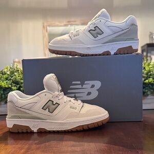 New Balance Size 6K/7.5W 550 Cream White & Olive with Gum Sole